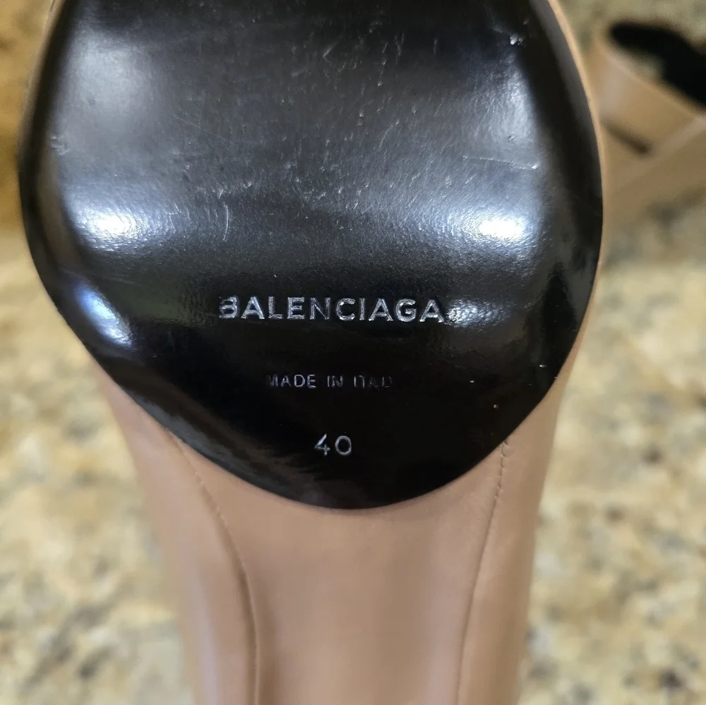 Balenciaga Sandals Strappy High Heels Stiletto Tan Leather Size 40 MSRP $1095 - Picture 7 of 7